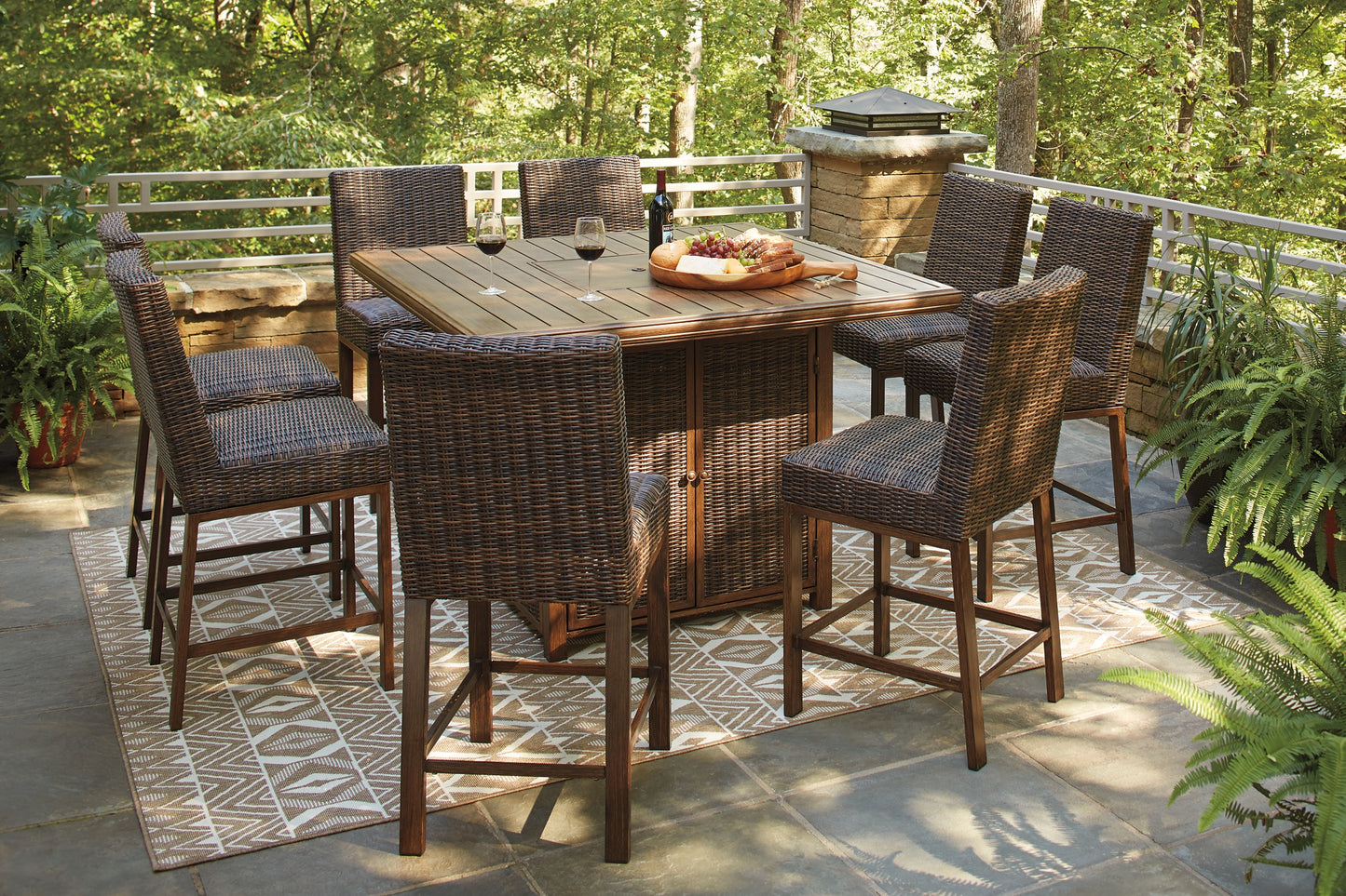 Paradise Trail Outdoor Bar Table and 8 Barstools