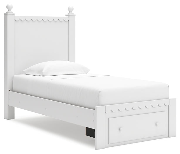 Mollviney Twin Panel Storage Bed with Mirrored Dresser