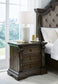 Maylee Queen Upholstered Bed with Mirrored Dresser and Nightstand