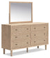 Cielden Queen Panel Headboard with Mirrored Dresser, Chest and 2 Nightstands