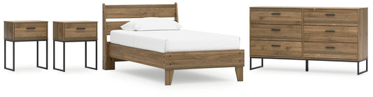 Deanlow Twin Platform Panel Bed with Dresser and 2 Nightstands