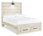 Cambeck Full Panel Bed with 2 Storage Drawers with Mirrored Dresser