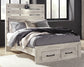 Cambeck Full Panel Bed with 2 Storage Drawers with Mirrored Dresser