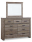 Zelen Full Panel Bed with Mirrored Dresser and 2 Nightstands