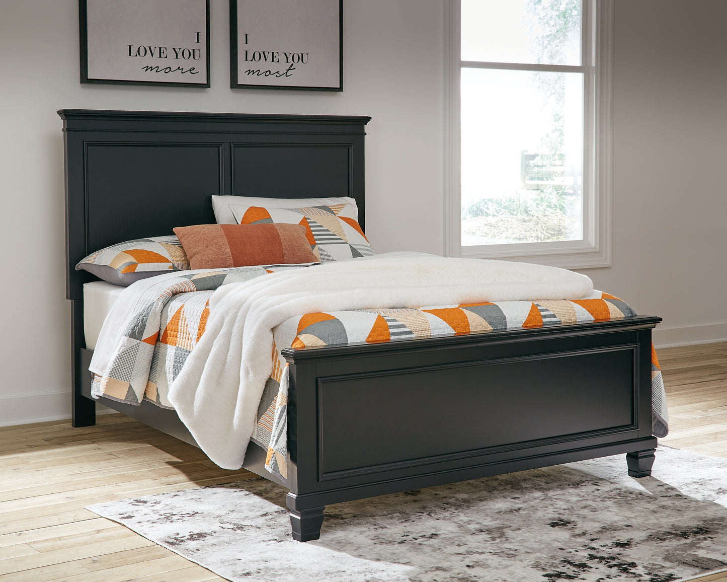 Lanolee Full Panel Bed with Mirrored Dresser and Nightstand