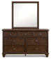 Danabrin Twin Panel Bed with Mirrored Dresser and Chest